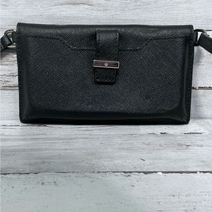 Kate Spade New York Crossbody Wallet Black Textured Cell Phone Case Mini Purse